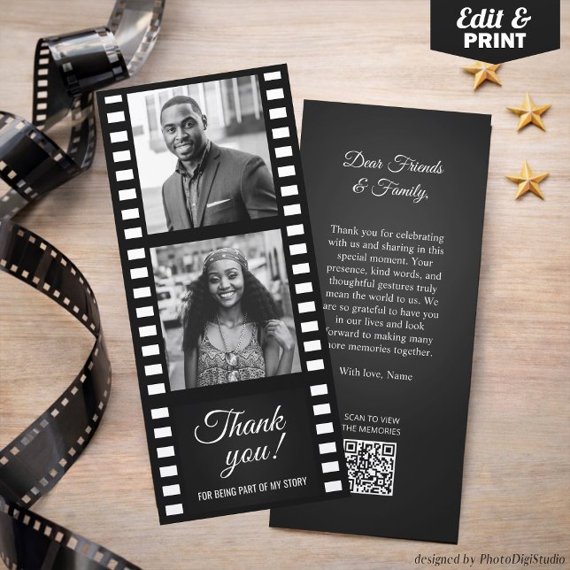 Photo Film Strip Hollywood Party Thank You Card (Photo Film Strip Hollywood Party Thank You Card )