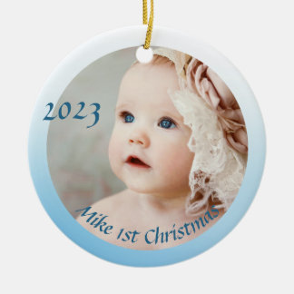 Photo First baby boy Christmas  Ceramic Tree Decoration