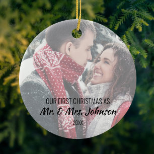 Photo First Christmas as Mr & Mrs Ceramic Tree Decoration