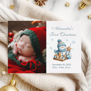 Photo First Christmas Birth Announcement 