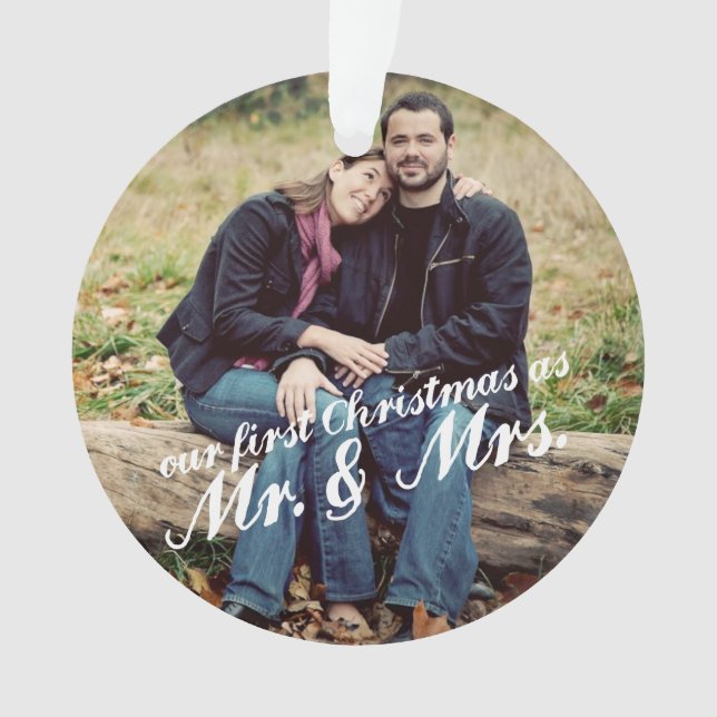 Photo First Christmas Mr. & Mrs. Ornament (Front)