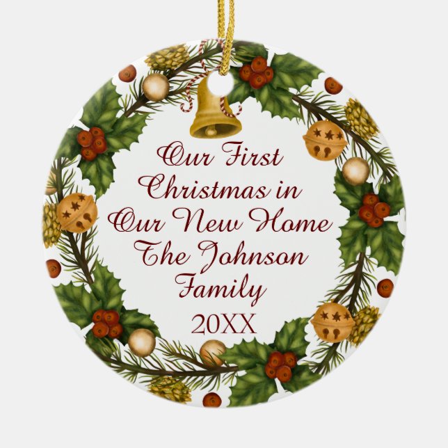 Photo First Christmas New Home Ceramic Tree Decoration (Front)