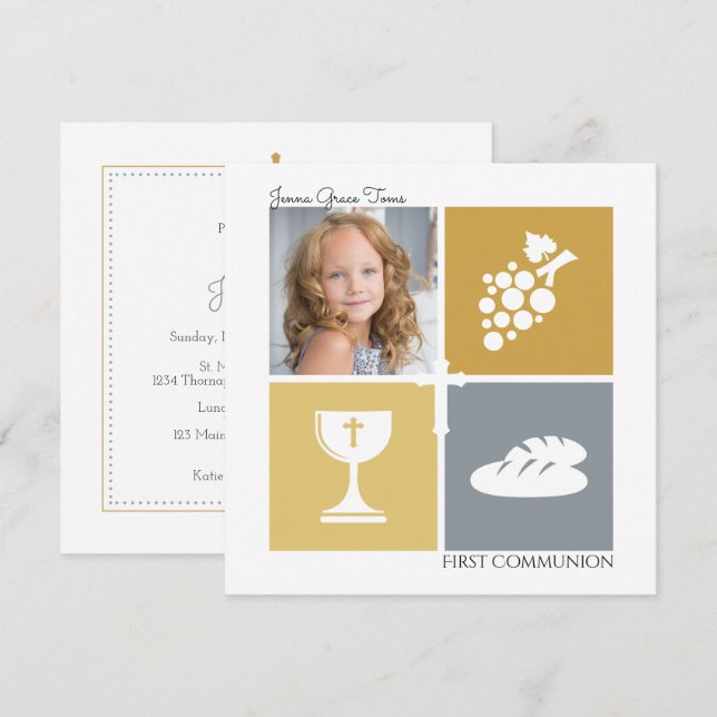 Photo First Communion Invitation (Front/Back)