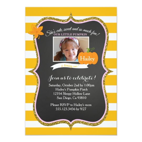 Photo First Pumpkin Birthday Party Invitation