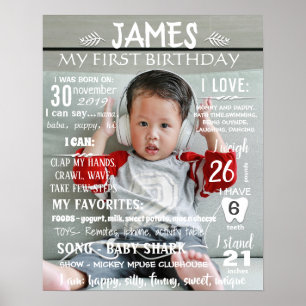 Photo First Second third Birthday board Poster