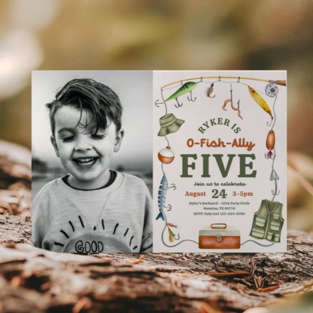 Photo Fishing 5th Birthday Invitation (Creator Uploaded)