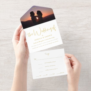 Photo Flap Wedding Foil All In One Invitation
