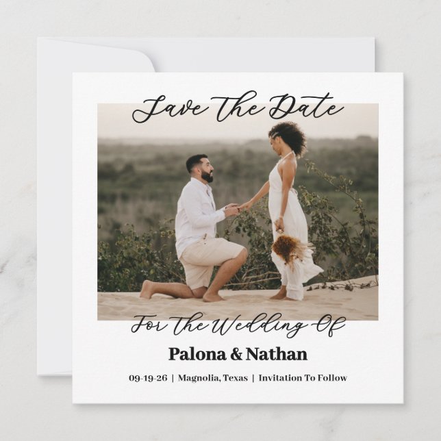 Photo Flat Save The Date Card (Front)