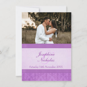 Photo Fleur De Lis style purple wedding invitation