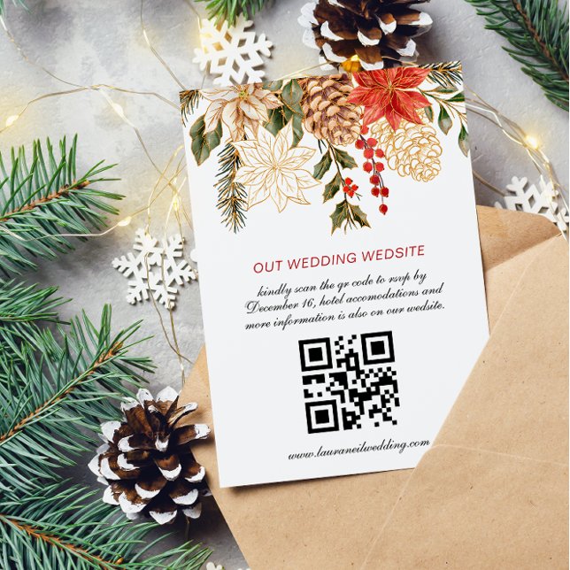 Photo Floral Christmas Winter Wedding  RSVP Card (Creator Uploaded)