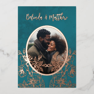 Photo Floral Line Art Rose Gold Wedding