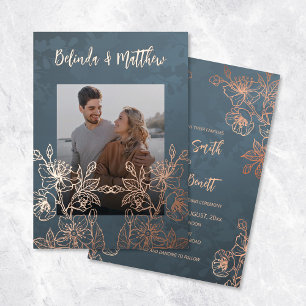 Photo Floral Line Art Rose Gold Wedding