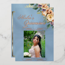 Photo & Floral - Pastel Blue Quinceanera