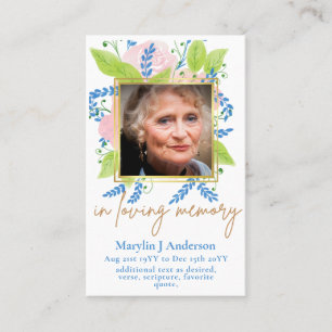 Photo Floral Prayer Card Memorial Celebration  Lif