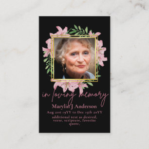 Photo Floral Prayer Card Memorial Celebration  Lif