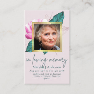 Photo Floral Prayer Card Memorial Celebration  Lif