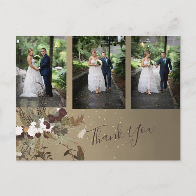 Photo Floral Rustic Floral Wedding Thank You  Postcard (Front)