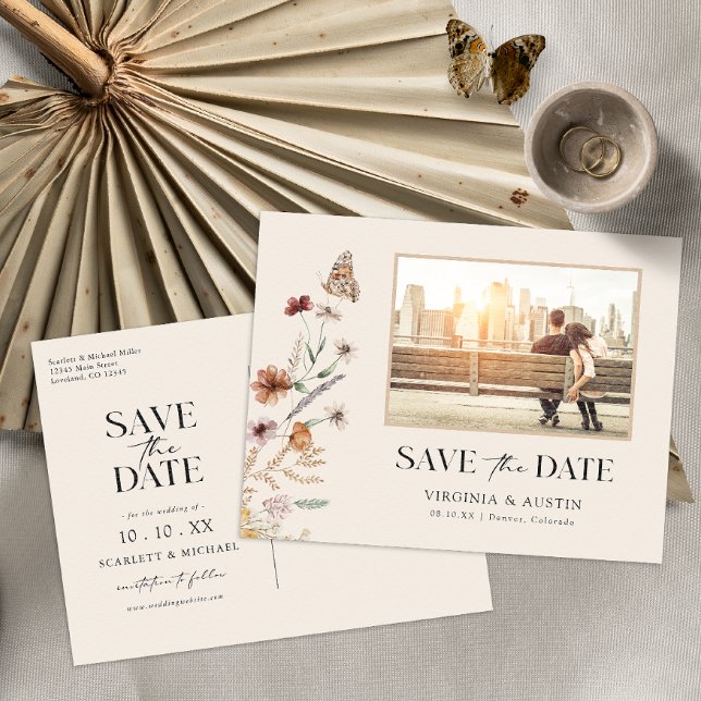 Photo Floral Save The Date Postcard (Photo Floral Save The Date Postcard
)