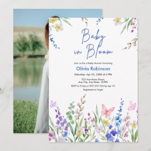 Photo Floral Spring Baby in Bloom Baby Shower  Invitation