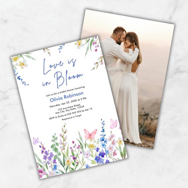 Photo Floral Spring Love is in Bloom Bridal Shower Invitation (Photo Floral Spring Love is in Bloom Bridal Shower Invitation )