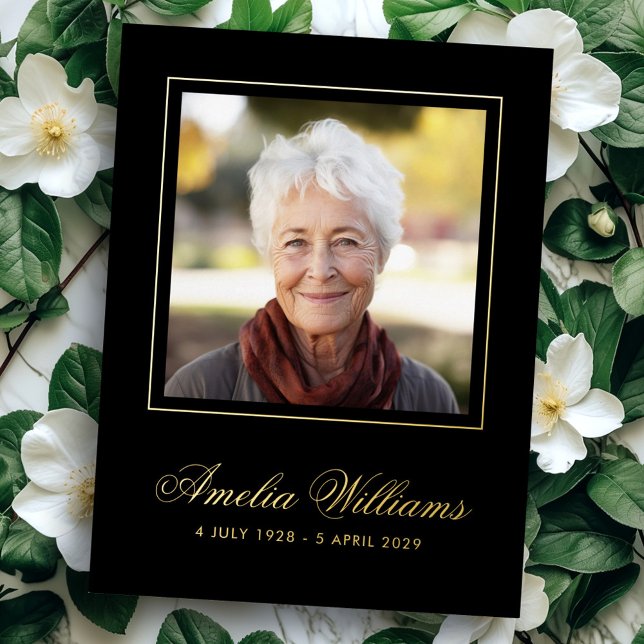 Photo foil border sympathy black thank you card (Photo foil border sympathy black thank you card)