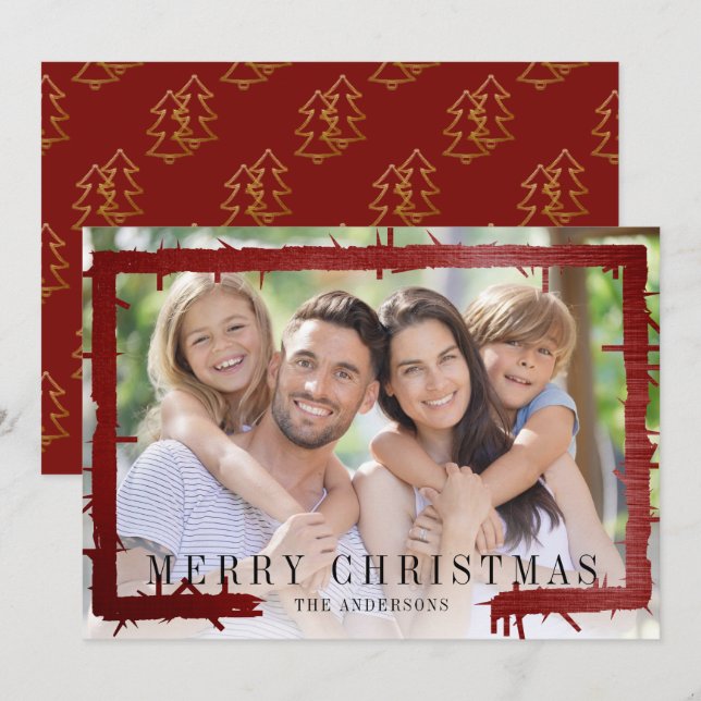 Photo Foil Frame Merry Christmas Holiday Card (Front/Back)