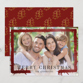 Photo Foil Frame Merry Christmas Holiday Card