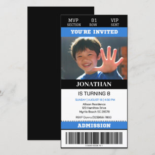 Photo Football Ticket Birthday Invitation
