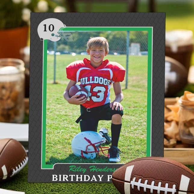 Photo Football Trading Card Birthday Party (boys football birthday party invitations)