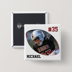 Photo Football White - Personalized Button