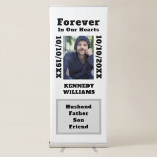 Photo Forever In Our Hearts Death Funeral Memorial Retractable Banner