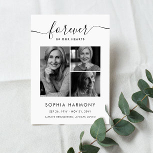 Photo Forever in Our Hearts Funeral Thank You Card