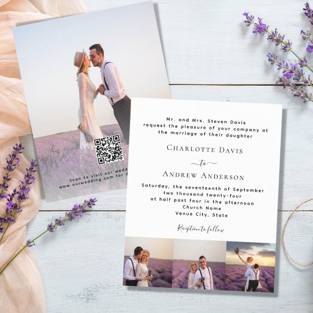 Photo formal QR RSVP budget wedding invitation (Creator Uploaded)