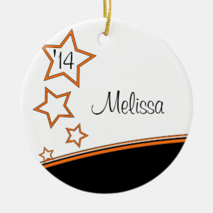 Photo Frame Black and Orange Graduation Ornament