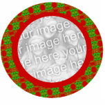 Photo Frame Christmas Ornament - Customised Photo Sculpture Decoration<br><div class="desc">Add your own photo to this red and green Christmas ornament photo frame. This red and green design is a festive photo frame for your Christmas photos. It is best to use a photograph that is in a round or square shape for this design. The perfect unique gift or a...</div>