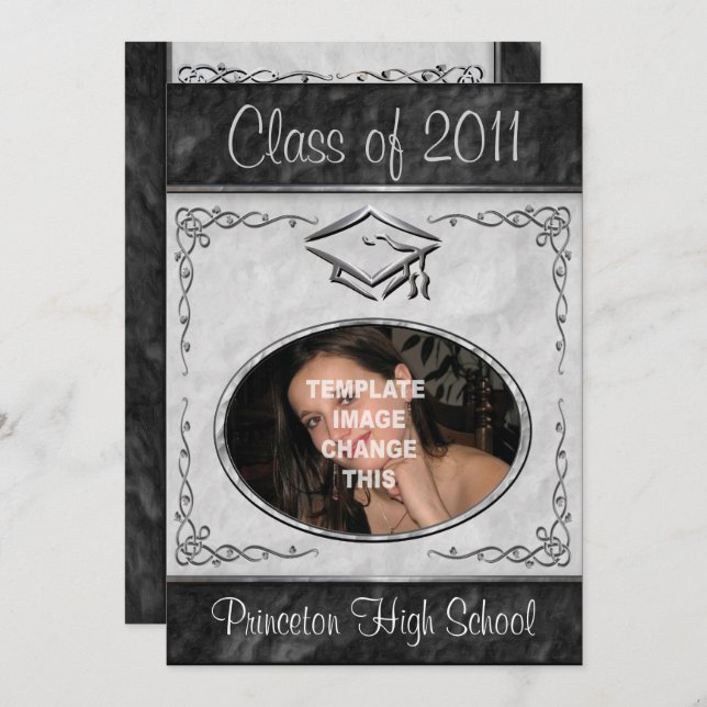 Photo Frame Custom Date Graduation Invitations (Front/Back)