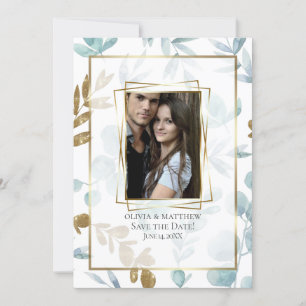 PHOTO FRAME      Dusty Blue Watercolor Eucalyptus Invitation
