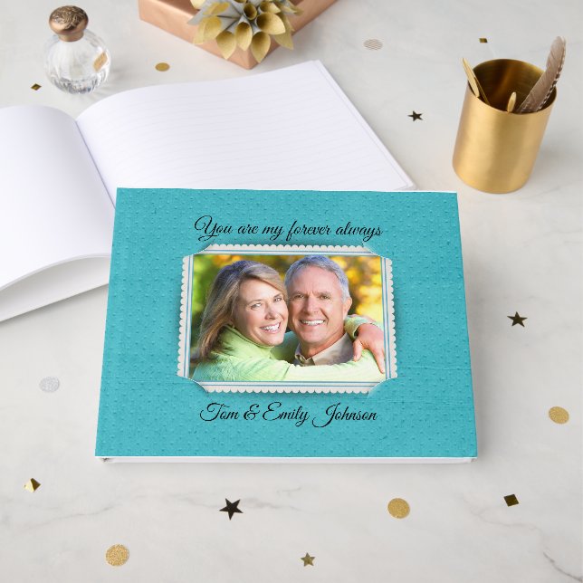 Photo Frame On Embossed Pattern for Wedding Guest Book (Front Open)