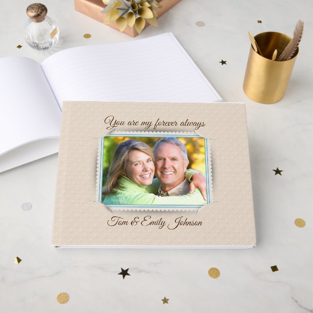 Photo Frame On Embossed Pattern for Wedding  Guest Book (Front Open)