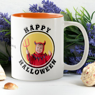 Photo Frame Personalised Happy Halloween Two-Tone Coffee Mug