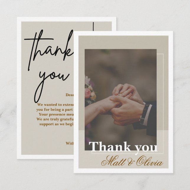 Photo Frame Wedding Thank You Card (Front/Back)