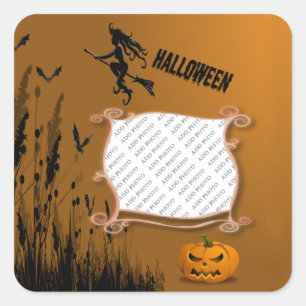 Photo Frame, Witch, Jack o' Lantern Sticker