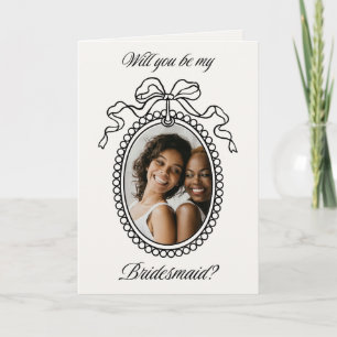 Photo Frame with Bow Bridesmaid Proposal Card