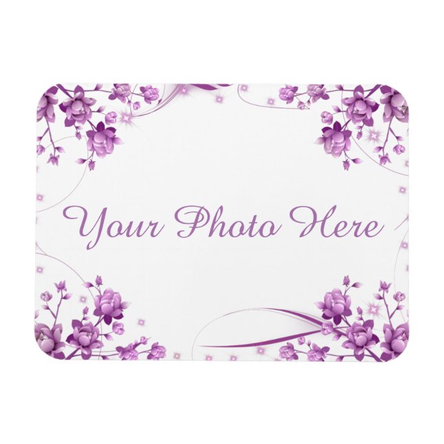 Photo Frame with Flowers Magnet (Horizontal)