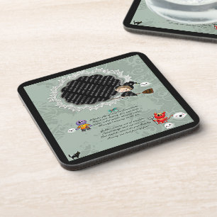 Photo Frame with Witch, Monsters, Ghost, Cat Coaster