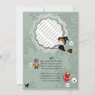Photo Frame with Witch, Monsters, Ghost, Cat Invitation