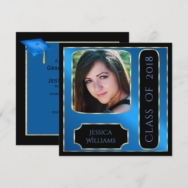 Photo Framed Graduation Double Sided Invitation (Front/Back)