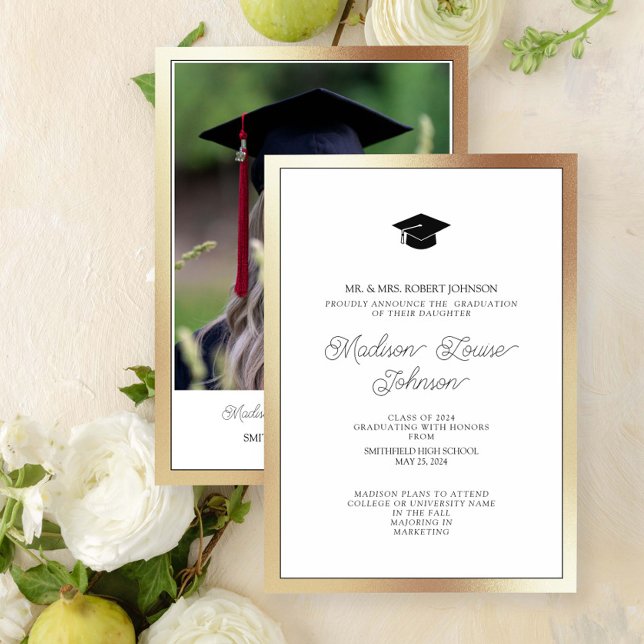 Photo From Parents Black & Gold Graduation Invitation (Marking Milestones with Grace. #GradSuccess)