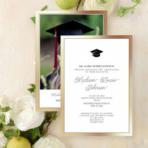Photo From Parents Black & Gold Graduation Invitation