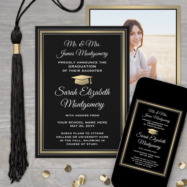 Photo From Parents Black Gold & White Graduation Announcement (Creator Uploaded)